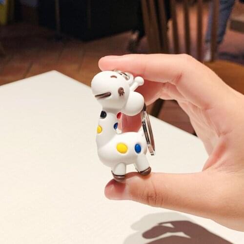 Cute Fun Giraffe Key Chain Cartoon Creative Pendant Key Ring Couple Lovers Car Backpack Keychains Child Toy INS Kawaii Girl Gift