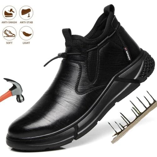 Fashion Safety Shoes Mens Work Steel Toe Caps Male Indestructible Work Boots Protective Shoes Puncture-Proof Security Footwear