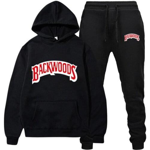 Fashion brand Backwoods Mens Set Fleece Hoodie Pant Thick Warm Tracksuit Sportswear Hooded Track Suits Male Sweatsuit Tracksuit