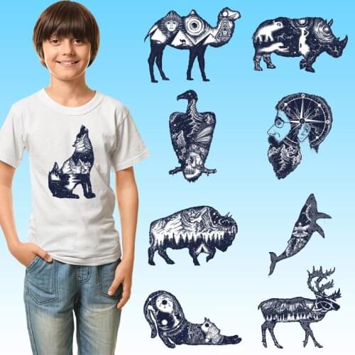 Monochrome figure Ironing stickers Heat-sensitive patches DIY Appliques Patches for clothing Heat Transfer printing