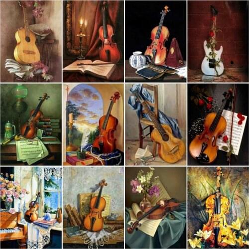 HUACAN Paint By Number Guitar Handpainted Modern Wall Art Painting By Numbers For Adult Children Living Room Decor