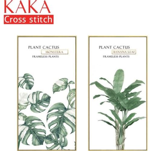 KAKA Cross stitch kits Embroidery needlework sets with printed pattern,11CT canvas,Home Decor for garden House,5D Tropical Plant