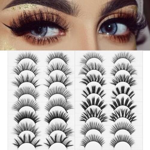 8Pairs 3D Mink Eye Lashes Mixed Styles Natural Wispies Criss-cross Fluffy False lashes Volume Cruelty-free Eye Makeup Tools
