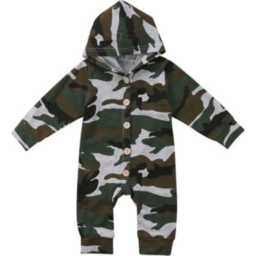 2019 New Suit Cool Newborn Baby Boy Girl Long Camo Jumpsuit Playsuit Clothes Outfit