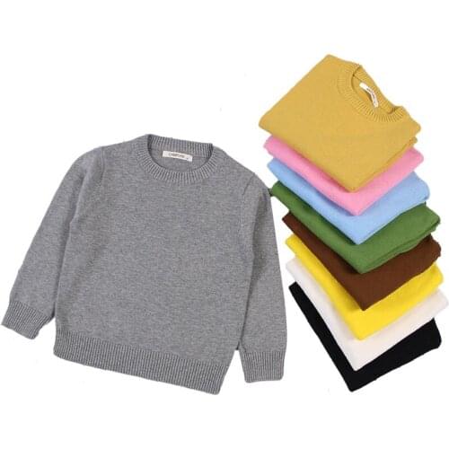 New 2019 Baby Boys Girls Sweater Kids Pullover Solid Color Cotton Knitwear Sweater Brand Cotton Long-Sleeve Children Knit Tops