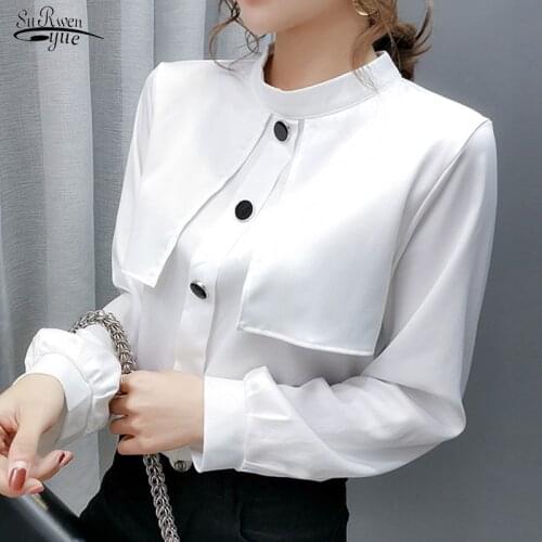 2020 Autumn Chic Blouse Korean Style All-Match Full-Sleeved Shirts Casual Patchwork Elegant Loose Women Tops Blusas Mujer 10815