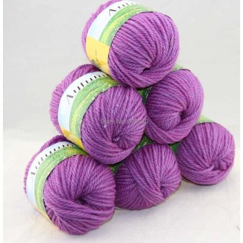 LOT of 6 BallsX50g Chunky Hand-woven Coarse Knitting Yarn Amethyst 222