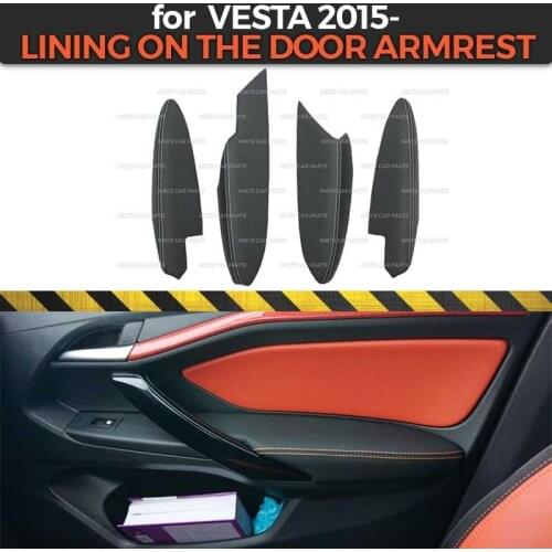 Lining on door armrests for Lada Vesta 2015- front & rear plastic ABS function pockets car-styling accessories interior molding