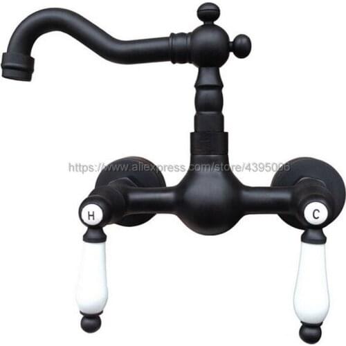 Swivel 360 Bathroom Bathtub Faucet Torneira Wall Mount Oil Rubbed Black Bronze Basin Sink Faucet Mixer Tap Bnf522