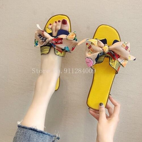 New Summer Fashion Sandals Shoes Women Bow Female Sandals Slipper Indoor Outdoor Flip-flops Beach Shoes Slippers For Women 2021