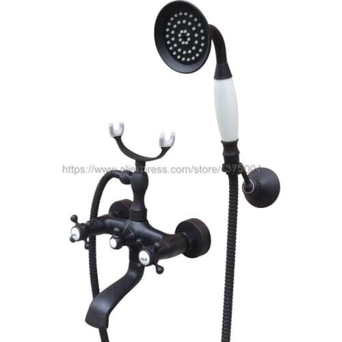 Oil Rubbed Bronze Bathtub Mixer Faucet Dual Handle Bath Shower Set with Hand Shower Swivel Tub Spout Ntf611