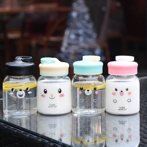 300Ml Kids/Girl/Adult Glass Water Bottle Tour Drinking Bottle Smiley Face Cute Mini Milk Cup