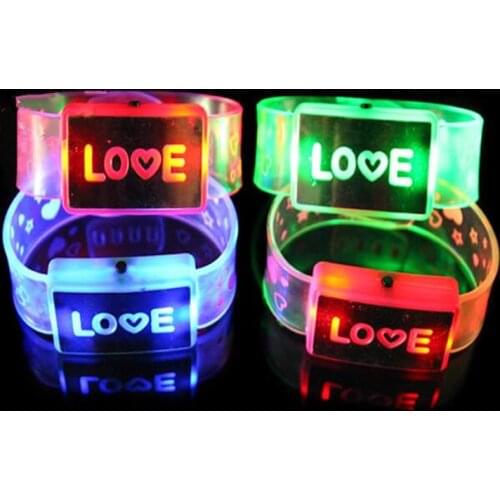 Flashing LED Bracelet Love Happy Word Light-Up Blinking Wristband Glow Bangle Bar Disco Party Concert Bar Birthday Toy Gift
