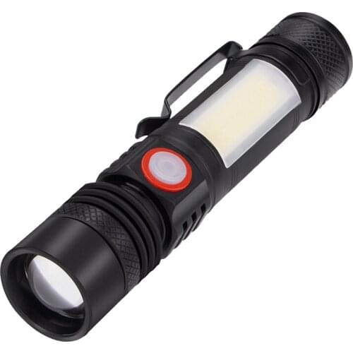 LED Flashlight Waterproof Flashlight netic Torch Zoom T6+COB Flashlight with a Clip Portable Hand Light 18650 Battery