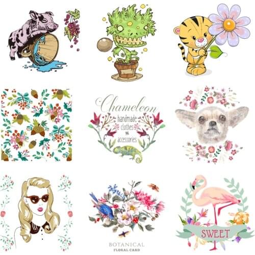 Iron-on Transfers for Clothing Patches for Clothes Stickers Diy Flowers Applique Flex Fusible Transfer Vinyl Adhesive Stripe A