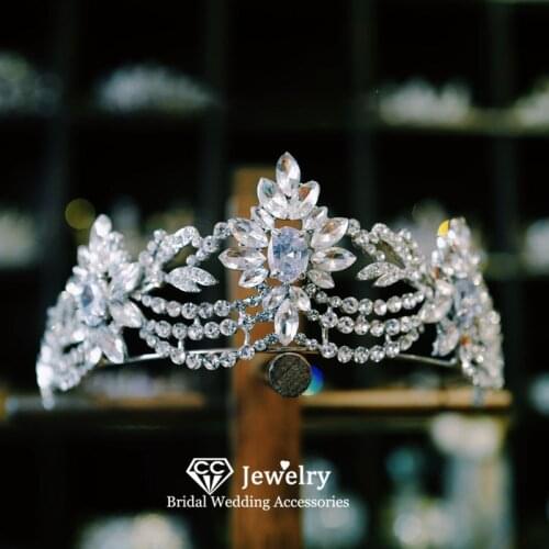 CC Tiaras and Crowns Wedding Accessories for Women Engagement Hair Ornaments Bridal Headpiece Flower Shape Diadems Party HS07