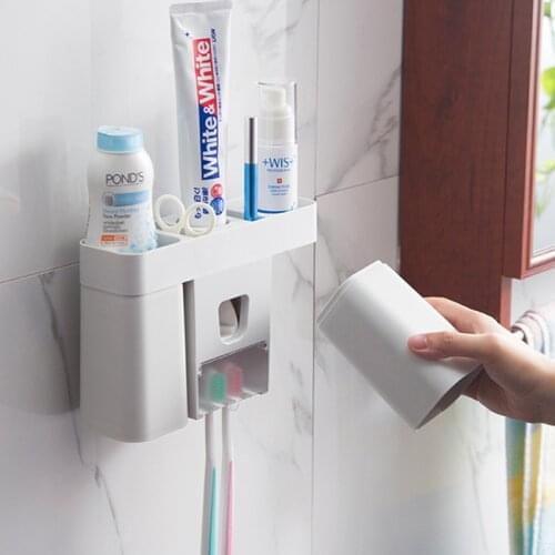 Convenient Magnetic Toothbrush Holder Save Space Storage Dust-proof Bathroom Accessories Automatic Durable Toothpaste Dispenser