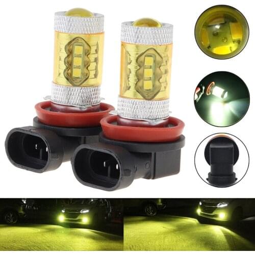 2PCS 12V 80W 750ML Universal Car LED Headlight Bulbs DRL Fog Light H8 H11 4300K Yellow 2323 Car Daytime Running Lights For Cars