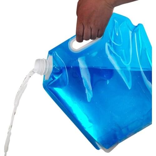 High Capacity Outdoor Water Bag 5/10L Folding Water Bag Canister PE Tasteless Safety Seal Lightweight Drinking Water Storage Bag