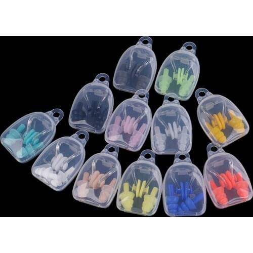 Waterproof Soft Silicone Swim Dive Supplies Soft Swimming Earplugs Nose Clip Case Protective Prevent Water Protection Ear Plug