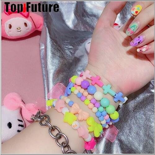 GIRL Japan and Korea ins Harajuku Lo Niang Lolita jewelry lovely soft girl hand string star dice String Bead Bracelet gift