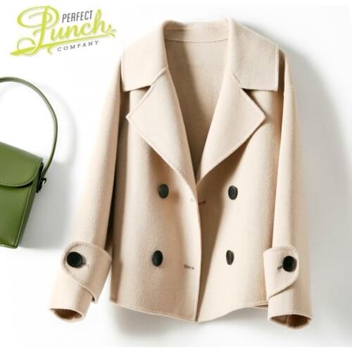 Wool Autumn Winter 100% Women Double-side Woolen Coat Female Korean Vintage Short Jacket X251800HCH18970 MY982