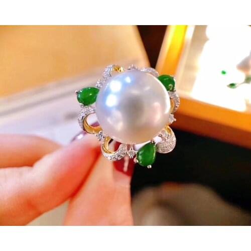 D319 Pearl Ring Fine Jewelry Pure 925 Sterling Silver Natural 12-13mm Fresh Water White Pearls Rings for Women Fine Gifts