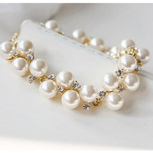 1pcs Simulated Pearl Bracelets & Bangles Luxurious Crystal Bracelets For Women Party Bridal Wedding Jewelry Bijoux