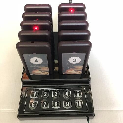 SHIHUI 10 Pagers 1 Keypad Transmitter Pager Restaurant Wireless Calling System 10 Channel Guest Queuing Paging System