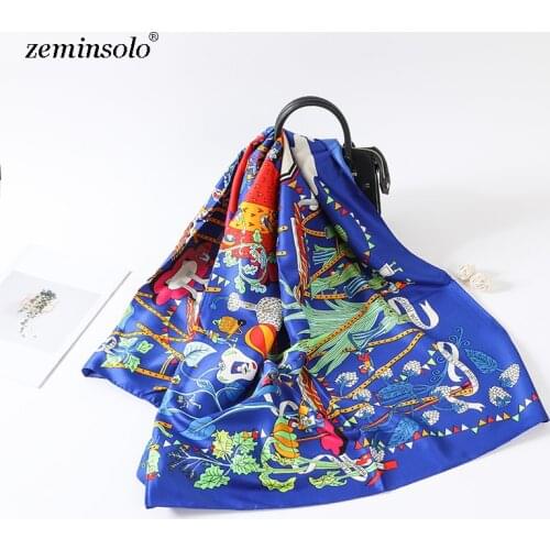 100% Silk Scarf Women Large Shawls Tree Print Stoles Square Bandana 130*130cm Luxury Brand Kerchief Scarf Scarves Female Foulard