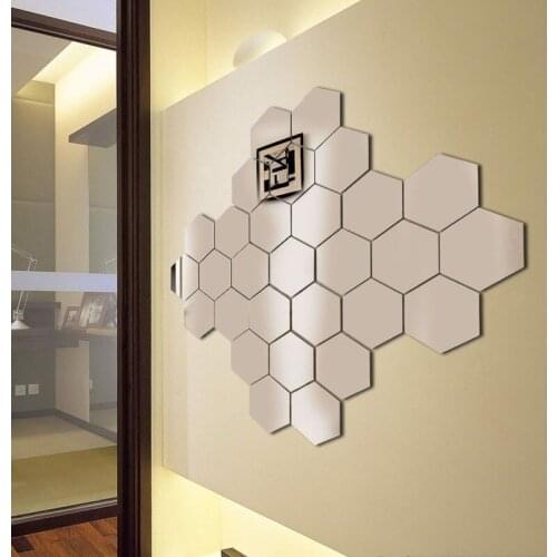 12PCs/Set DIY Acrylic 3D Mirror Wall Sticker Living Room Corridor Staircase Home Decoration Bathroom Mirrored Furniture Decals