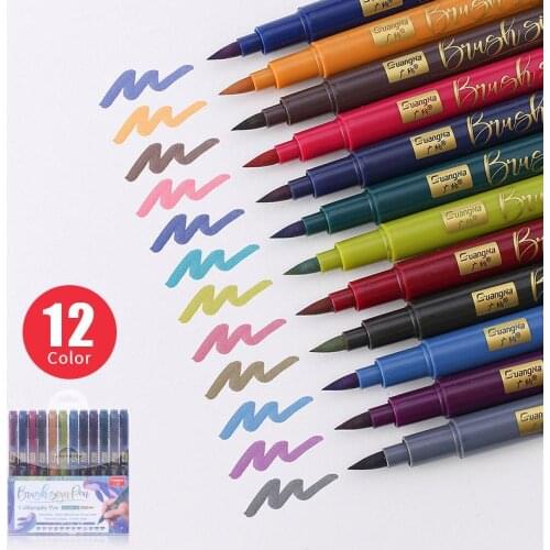 12 Pcs Soft pen point pen Calligraphy Sketch Brush Draw Hand Account Colour Pen