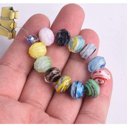 12x8mm Rondelle Faceted Opaque Lampwork Glass Loose Spacer Beads For Jewelry Making DIY Crafts Findings