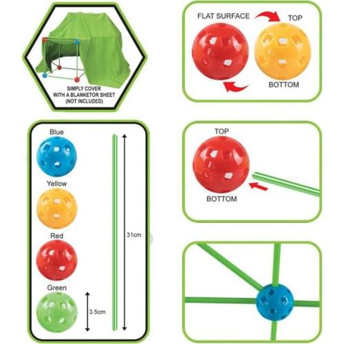 155 Pcs Build Your Own Den Set Kit Children DIY Tent Gift with Cover Cloth