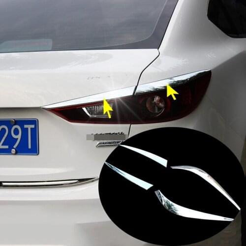 4pcs For Mazda 3 Axela Sedan 2014-2018 ABS Chrome Tail Rear Light Lamp Eyebrow Cover Trim Car Styling Accessories