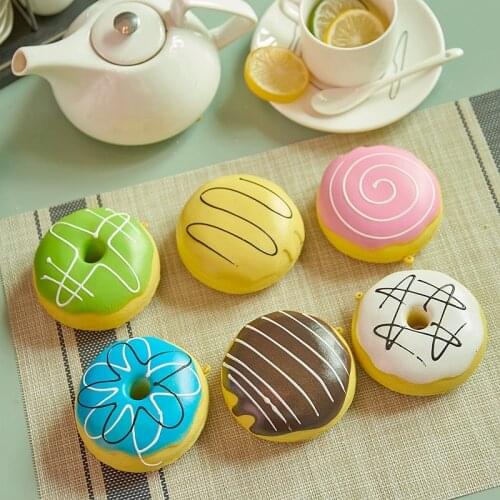 6pcs/set Kid Toys Simulation Donuts Collectibles Soft Squishy Jumbo Mini Donut Squishy Kitchen Toys Artificial Foods