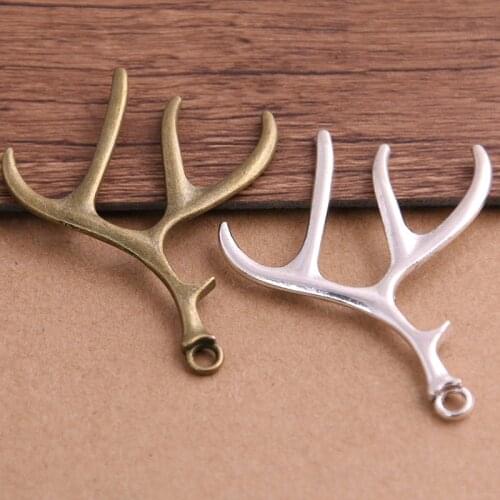 6pcs 40*52mm Fashion Deer Antlers pendants Two Color Deer Antlers Charms Pendant Christmas charm