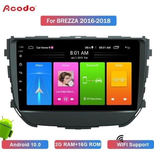 ACODO 2G RAM+16G ROM Android 10.0 Car Radio Multimedia Player For Suzuki BREZZA 2016-2018 Navigation GPS 2 din