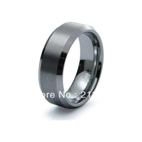 FREE SHIPPING USA WHOLESALES CHEAP PRICE BRAZIL RUSSIA CANADA UK HOT SALE 8MM BEVEL SATIN SILVER BRIDAL TUNGSTEN WEDDING RING