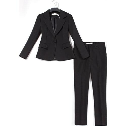 Business suit female OL overalls professional wear female new coat fashion temperament black dress suit and pants two-piece suit