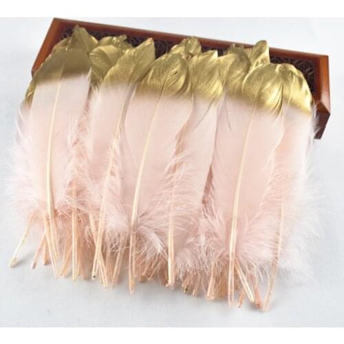 Dip Gold Silver Goose Feathers for Clothes 15-20cm/6-8" Duck Natural Feathers for Crafts Plumes Carnaval Assesoires Decoration