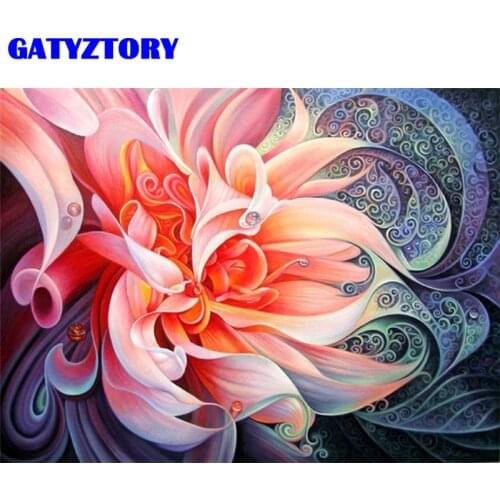 GATYZTORY Frame DIY Painting By Numbers Famous Picture Abstract Flowers Coloring By Numbers Acrylic Paint On Canvas For Diy Gift