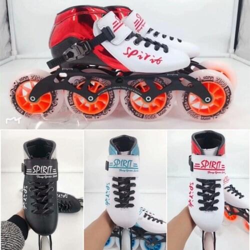 HOOMORE SPIRIT Professional 4 Wheels Inline Speed Skates Shoes 110mm 100mm 90mm Track Race Competition Skate 30-45 Carbon Fiber