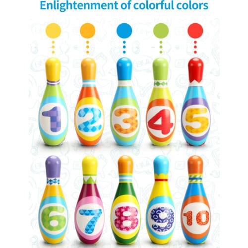 Bowling Toy Educational Bowling Game Set Colorful Element Bowling Toy Kit Non-toxic Childrens Bowling Set Soft for Game Home