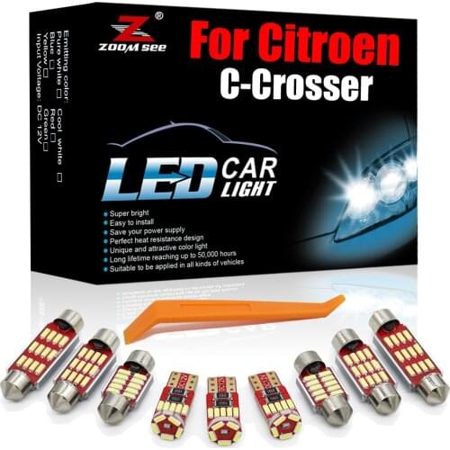 Performance White Canbus LED Interior Kit 10pcs For Citroen C-Crosser 2007-2020+ Car Auto Trunk Dome Map Glove Box Light PArts