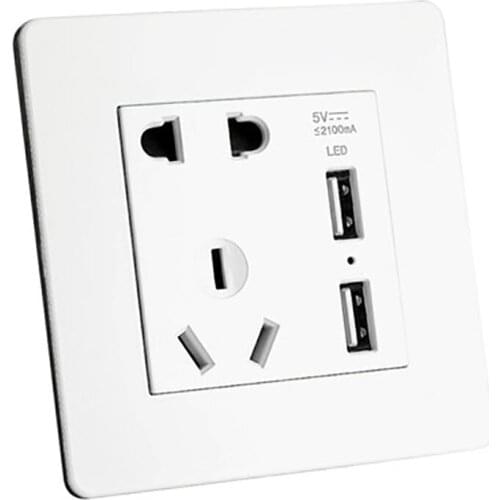 2 pcs High quality 86 type home improvement socket white retro stainless steel paint panel socket