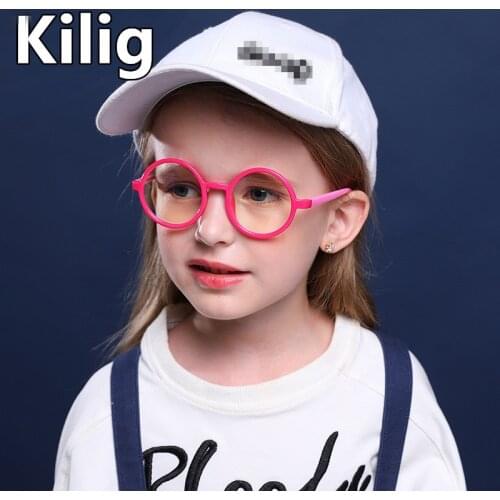 Round Students Blue Light Ray Glasses Optic Lenses Prescription Eyeglasses for 3-10 Years Old for Reading Watching TV Eyewear