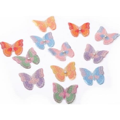 10Pcs/Lot Lace Patch Applique Flower Pearl Stereo Butterfly Wedding Dress DIY Lace Trim Bride Hair Veil Clothes Headwear Decorat