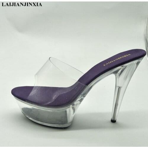 LAIJIANJINXIA New Sexy Nightclub 15cm Thin High-Heels Platform Wedding Party Shoes Strap Pole Dancing Shoes Sandals Lady Shoes