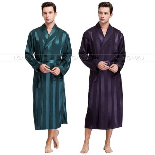 Mens Silk Satin Pajamas Sleepwear Robe Robes Bathrobe Nightgown S~3XL__For XMAS Gifts